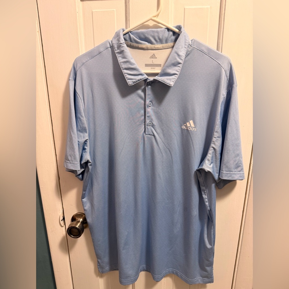 adidas Men’s Light Blue Athletic Polo Shirt XL